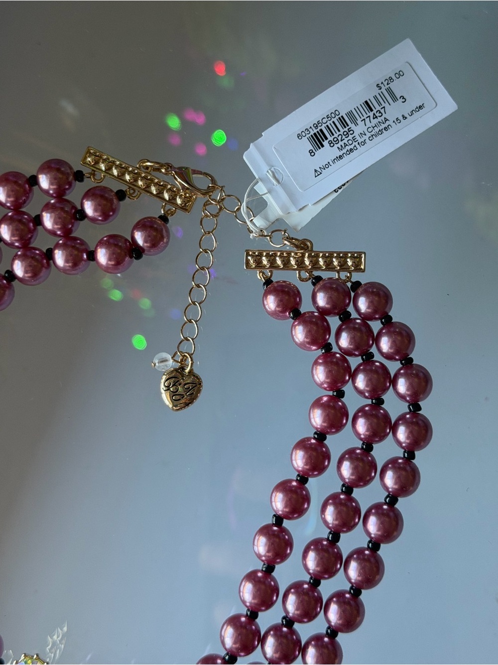 RARE Betsey Johnson evil eye eyeball purple gold tone Halloween Necklace - Picture 8 of 10